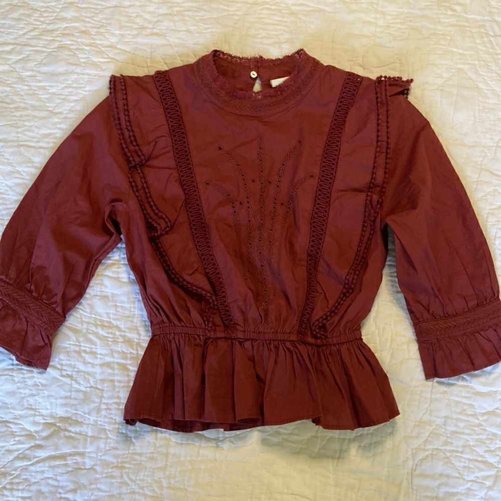 Sunday Best Peplum Quarter Sleeve Shirt size XXS